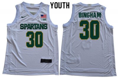 Youth Marcus Bingham Michigan State Spartans #30 Nike NCAA White Authentic College Stitched Basketball Jersey BT50Z03VR